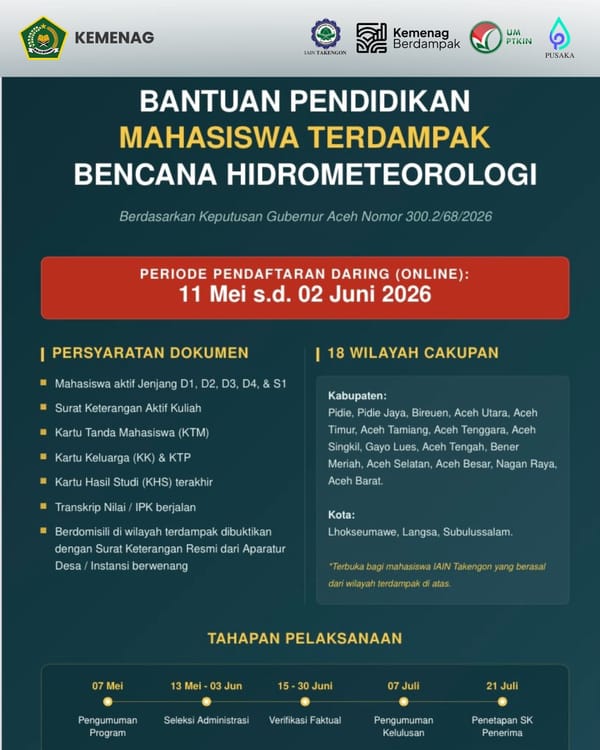 Pemerintah Aceh Buka Bantuan Pendidikan bagi Mahasiswa Terdampak Bencana Hidrometeorologi