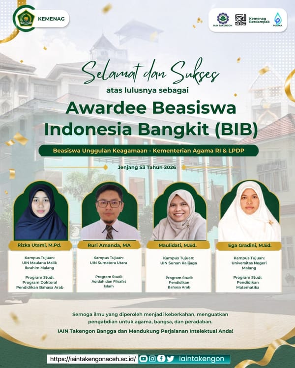 Empat Dosen IAIN Takengon Raih Beasiswa Indonesia Bangkit 2026 untuk Studi Doktor