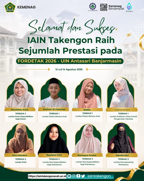 IAIN Takengon Raih Sejumlah Prestasi pada FORDETAK 2026 di UIN Antasari Banjarmasin